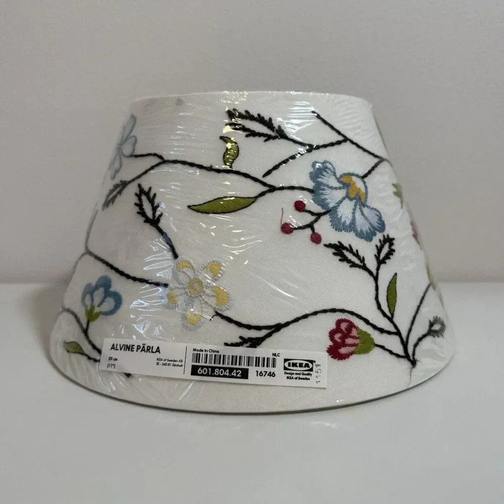 NWT Rare IKEA Alvine Parla Embroidered Floral Lamp Shade 11